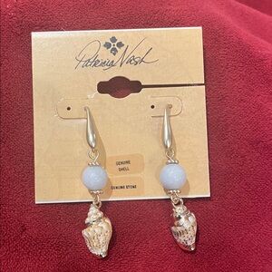 Patricia Nash, genuine shell, genuine, stone, dangle earring, gold colored new